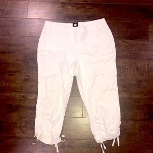 Classic White Capris with Tied Bottoms